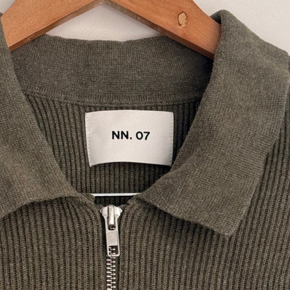 No Nationality NN.07 Hansie Zip Polo Capers Green Fall Cozy XXL Miminalist Corp‎ - Picture 7 of 8